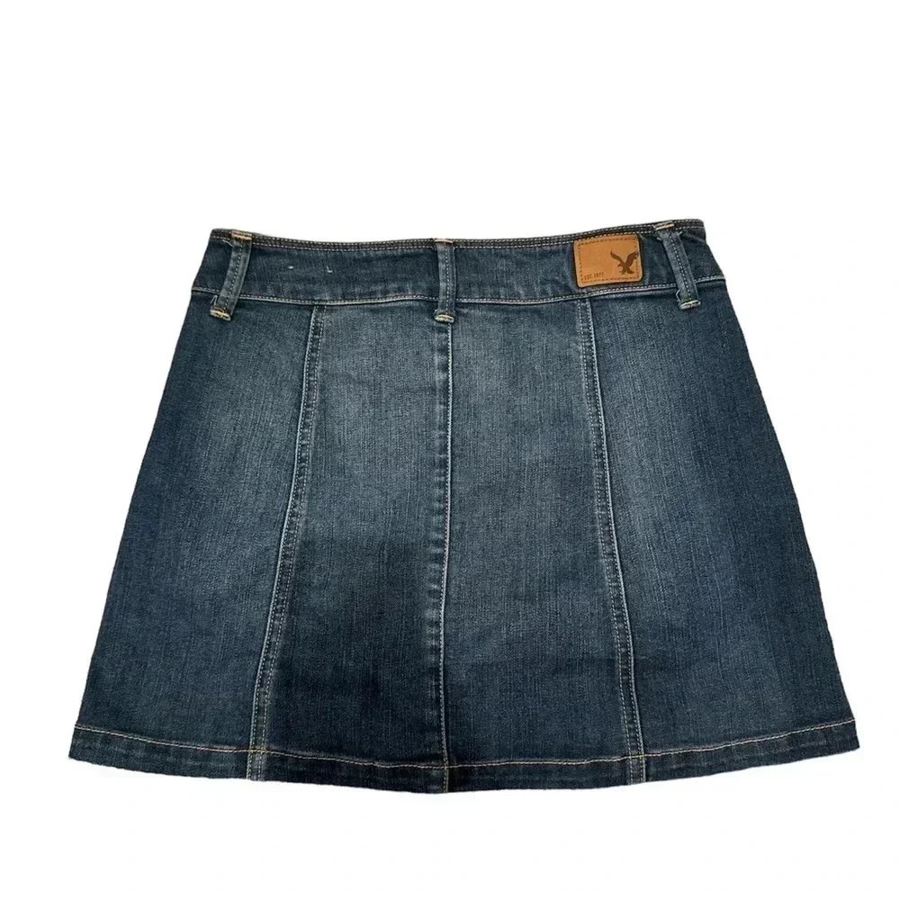 American Eagle button down front Jean denim mini skirt women’s size 2 stretchy - Picture 5 of 9